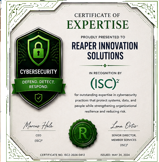 Cybersecurity certificate of expertise